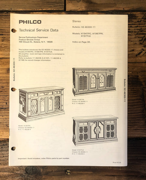 Philco H1947 H1967 H1977 PC PN LK Console Stereo  Service Manual *Original*