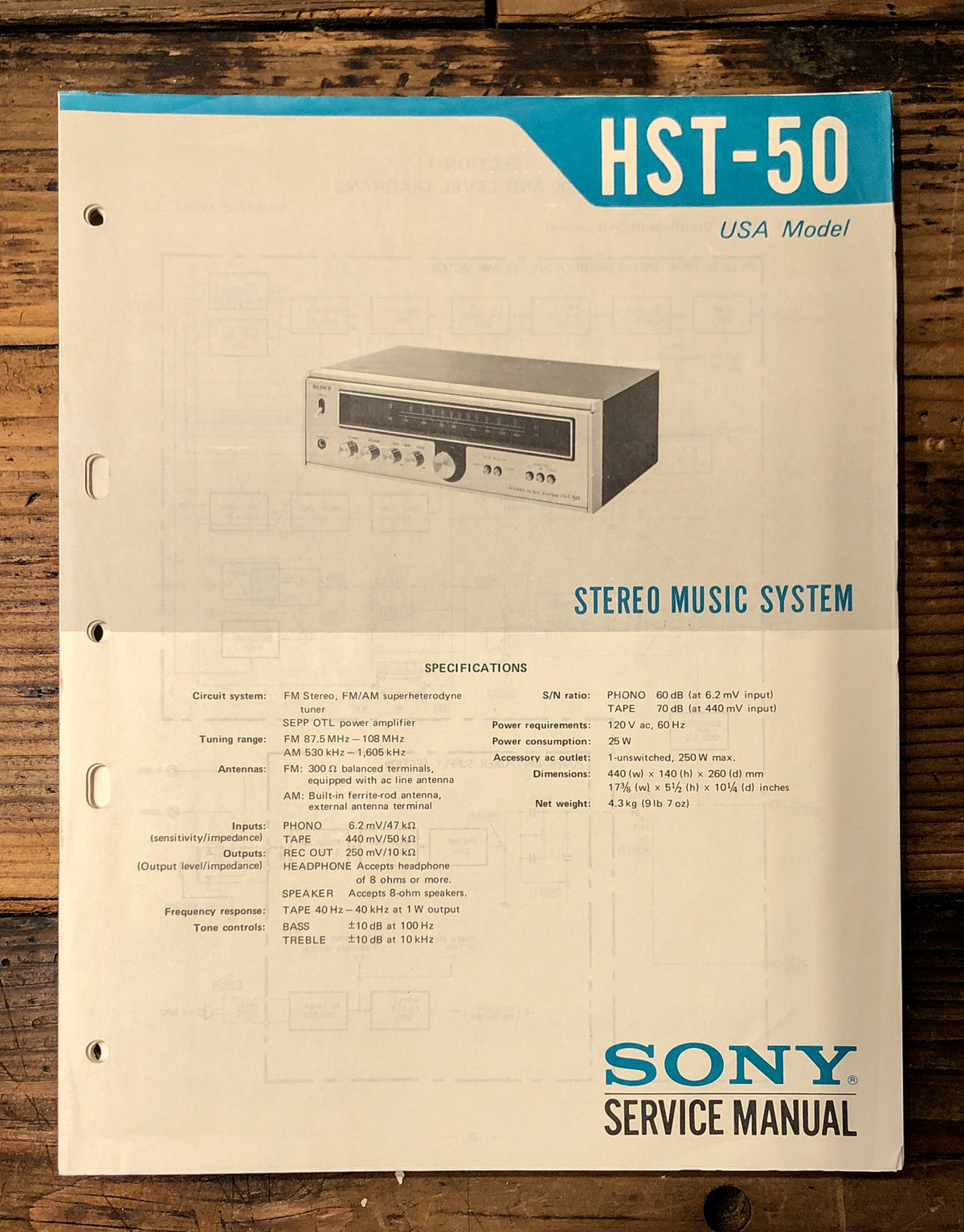 Sony HST-50 Stereo  Service Manual *Original*