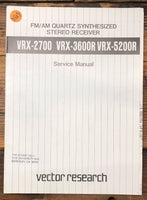 Vector Research VRX-2700 VRX-3600R VRX-5200R Receiver Service Manual *Orig*