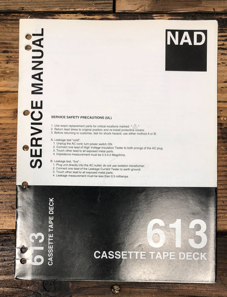 NAD Model 602 Cassette Service Manual *Original*