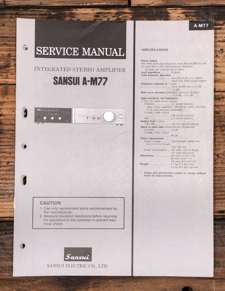 Sansui A-M77 Amplifier  Service Manual *Original*