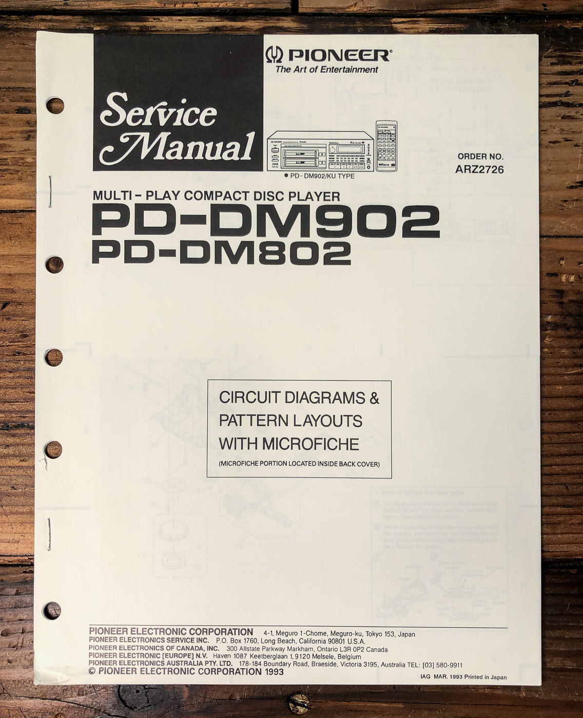 Pioneer PD-DM902 PD-DM802 CD Player Service Manual *Original*