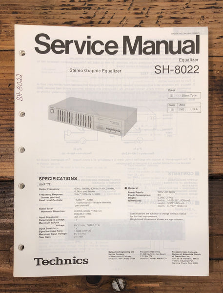 Technics SH-8022 Graphic Equalizer  Service Manual *Original*