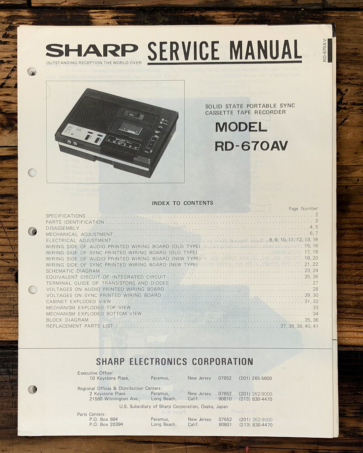 Sharp RD-670AV -670 AV Cassette Service Manual *Original*