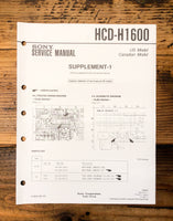 Sony HCD-H1600 Stereo Supp. Service Manual *Original*