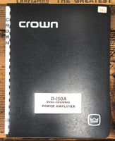 Crown D-150A D-150 A Amplifier  Owner / User Manual *Original*