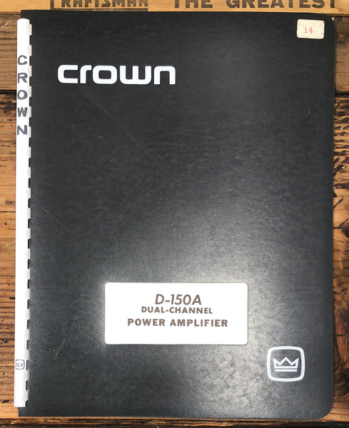 Crown D-150A D-150 A Amplifier  Owner / User Manual *Original*