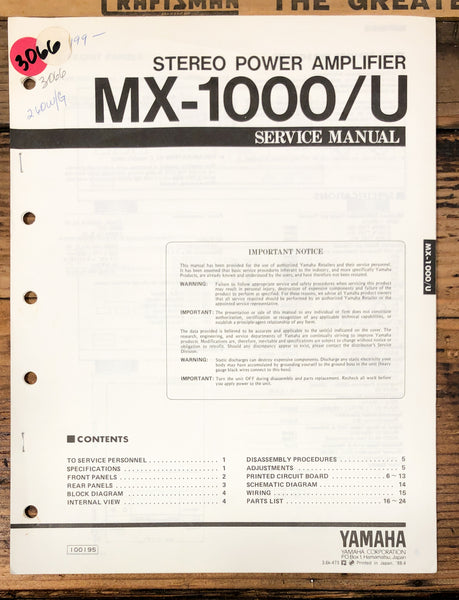 Yamaha MX-1000 MX-1000U Amplifier  Service Manual *Original*