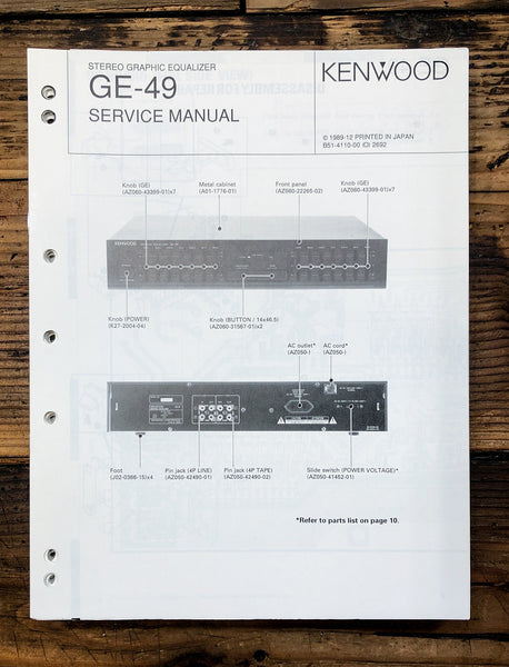 Kenwood GE-49 Equalizer  Service Manual *Original*