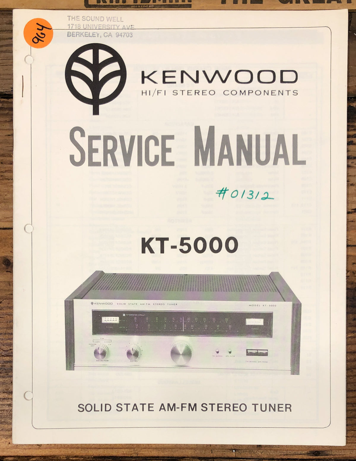 Kenwood KT-5000 Tuner  Service Manual *Original*