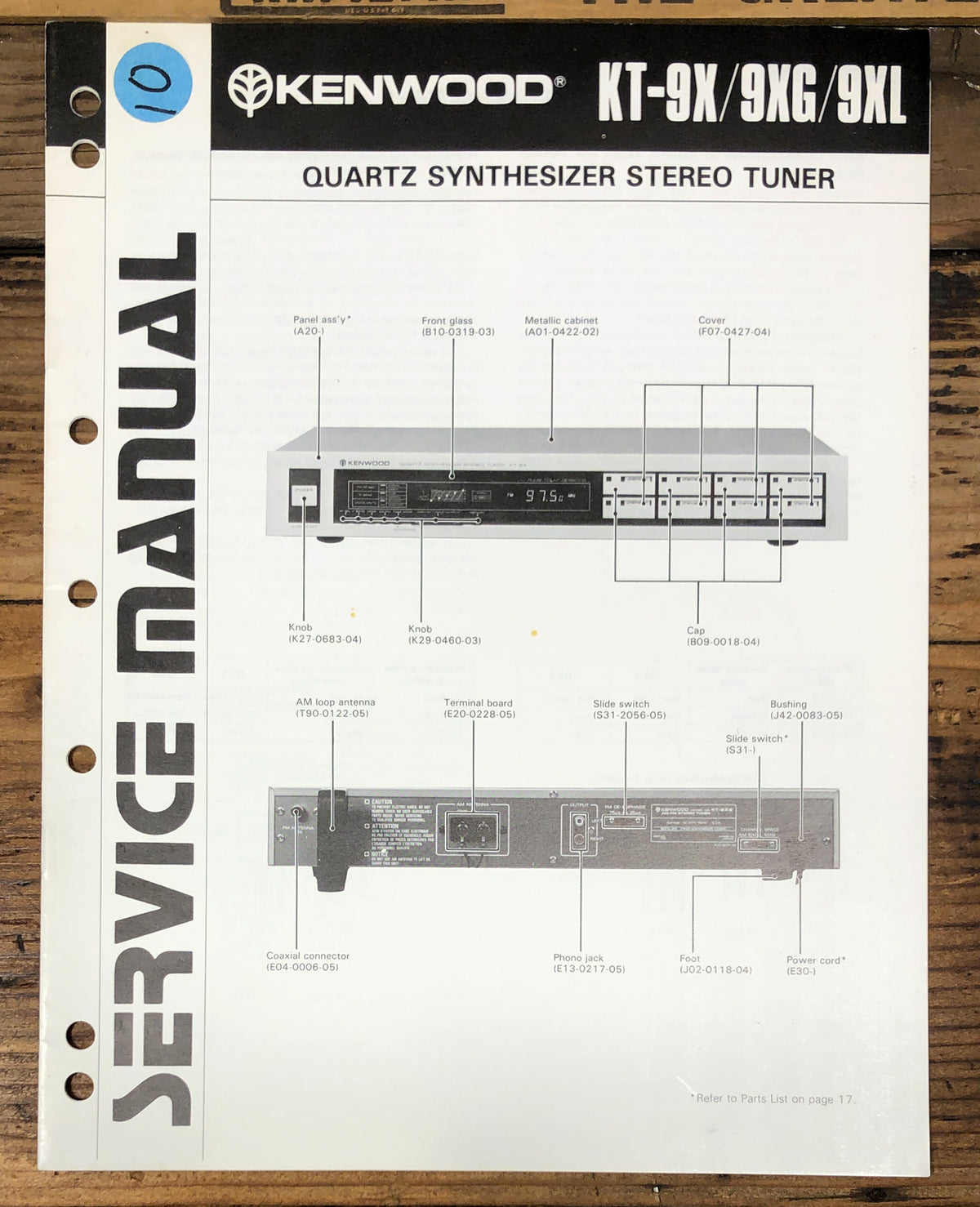 Kenwood KT-9X -9XG -9XL Tuner  Service Manual *Original*
