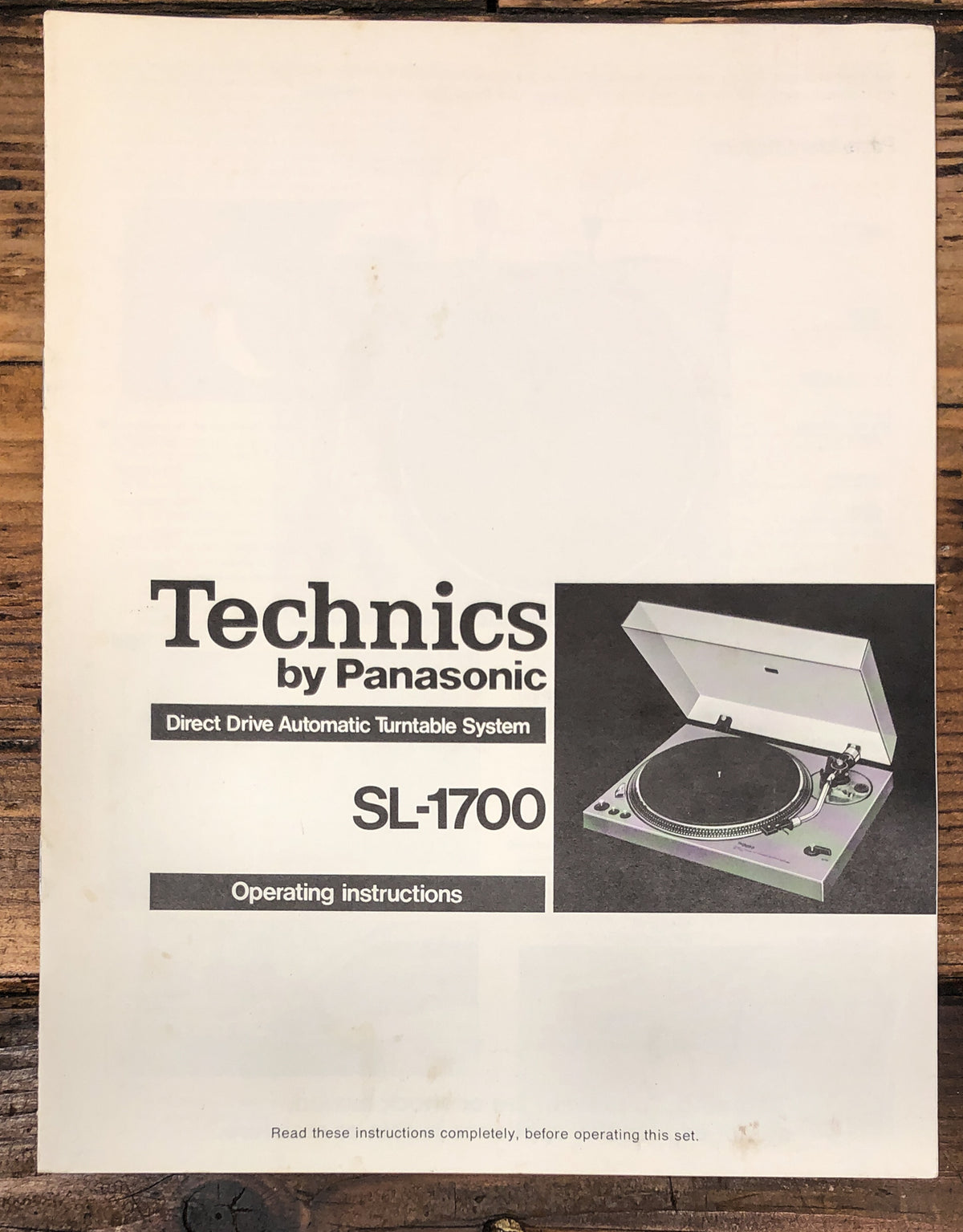 Technics SL-1700 Record Player / Turntable Owners / User Manual *Original*