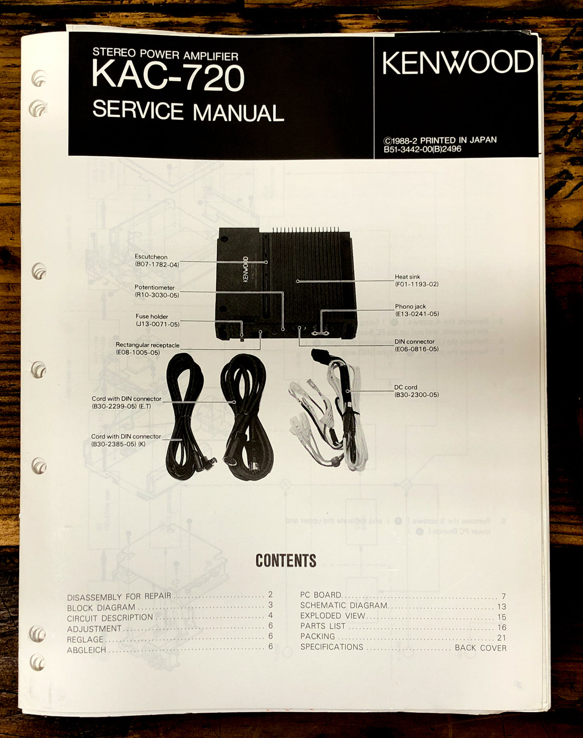 Kenwood KAC-720 Amplifier  Service Manual *Original*