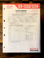 Sony KV-1203 KV-1214 TV Supp. Service Manual *Original* #2