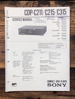 Sony CDP-C211 -C215 -C315 CD Player  Service Manual *Original*