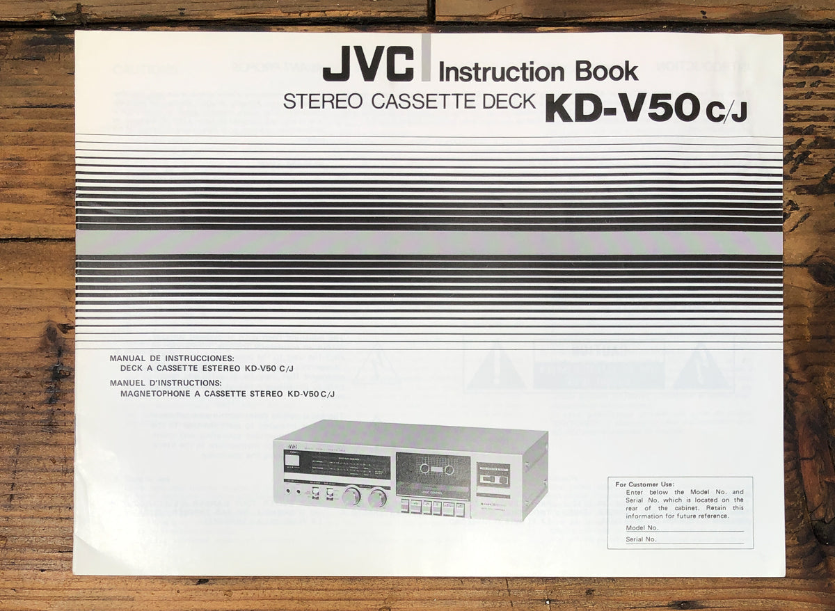 JVC KD-V50 Cassette Owners / User Manual *Original*