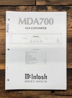 McIntosh MDA700 MDA-700 D/A Converter  Service Manual *Original*