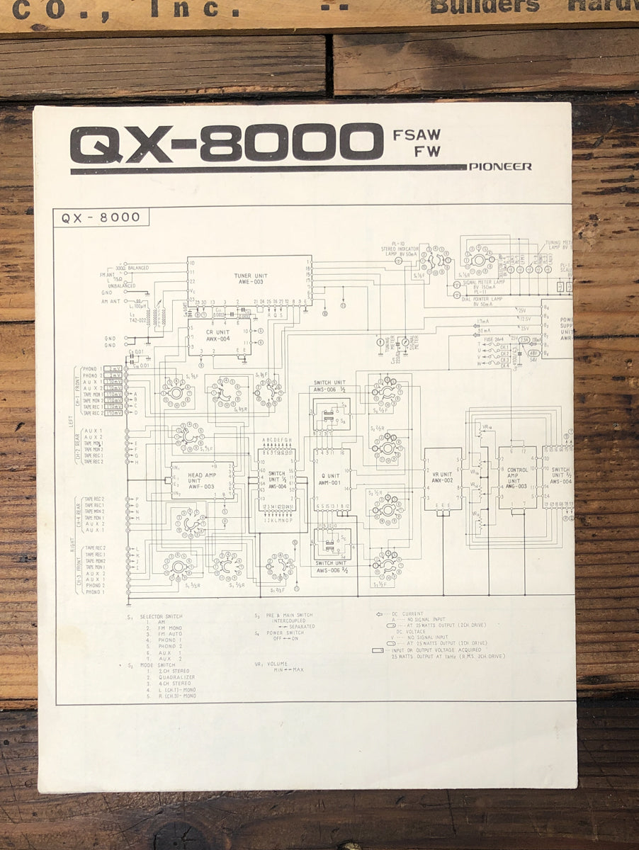 Pioneer QX-8000 Amplifier  Fold Out Schematic *Original*