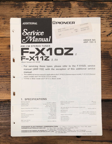 Pioneer F-X10ZL F-X11ZL Tuner Additional Service Manual *Original*