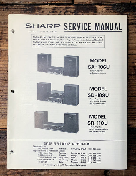 Sony SA-106 SA-106U SD-109U SR-110U Amplifier  Service Manual *Original*