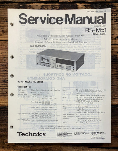 Technics RS-M51 Cassette  Service Manual *Original*