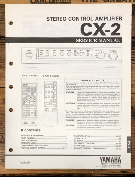 Yamaha CX-2 Preamp / Preamplifier  Service Manual *Original*
