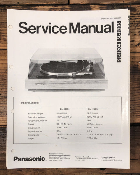 Technics SL-H204 SL-H205 Turntable  Service Manual *Original*