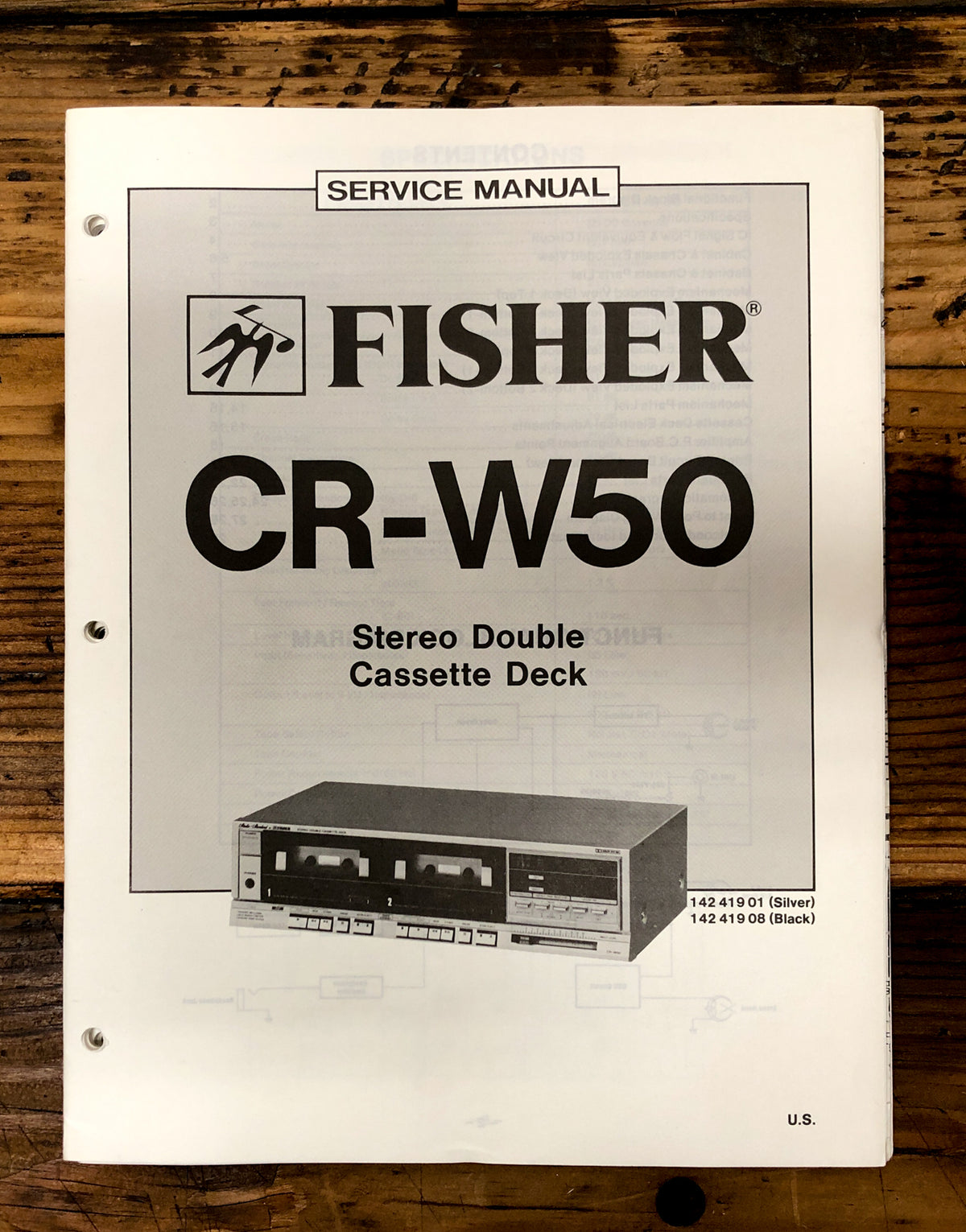 Fisher CR-W50 Cassette Deck  Service Manual *Original*