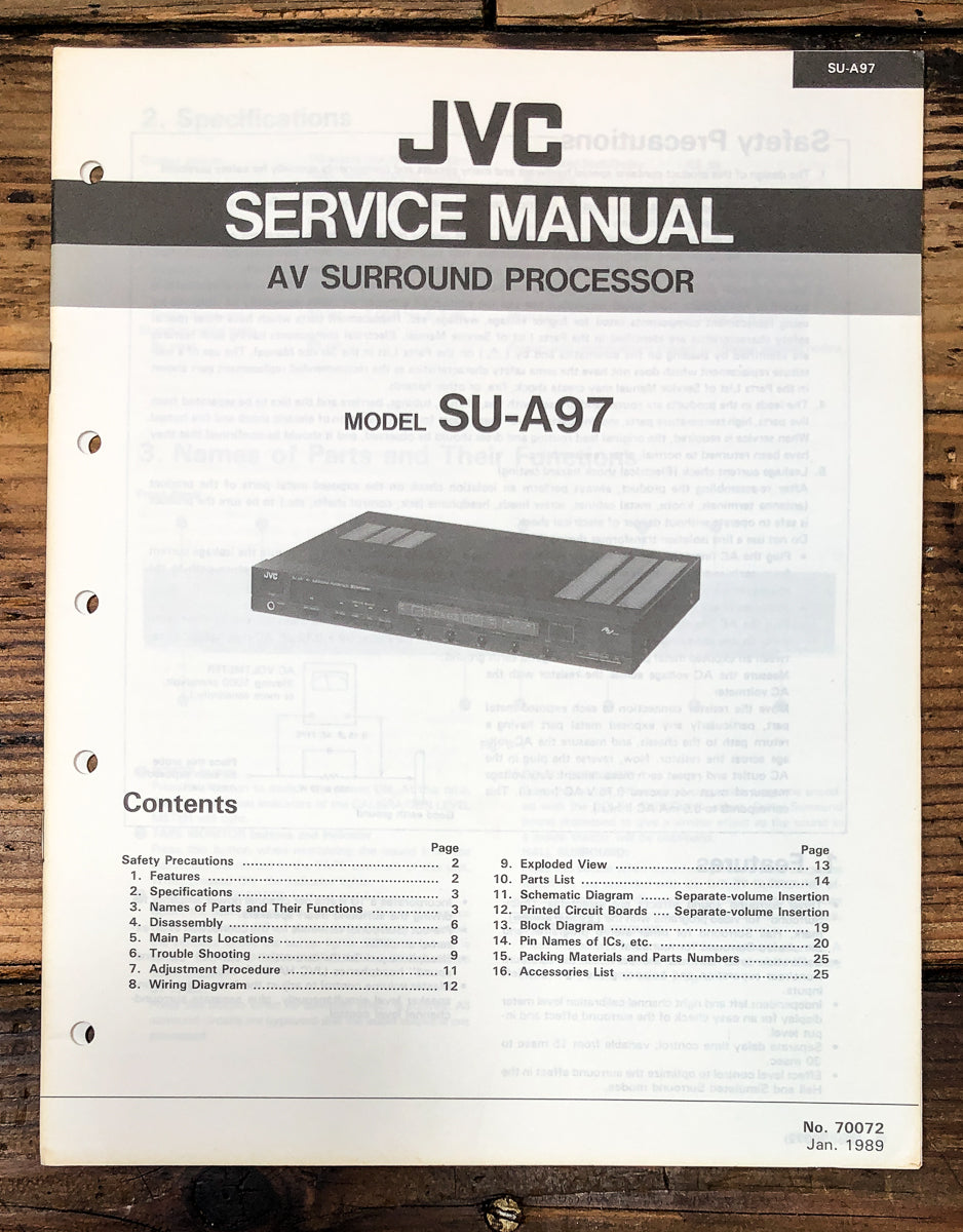 JVC SU-A97 Processor Service Manual *Original*