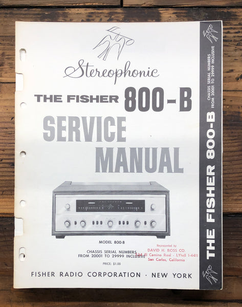 Fisher Model 800B 800-B Receiver  Service Manual *Original*