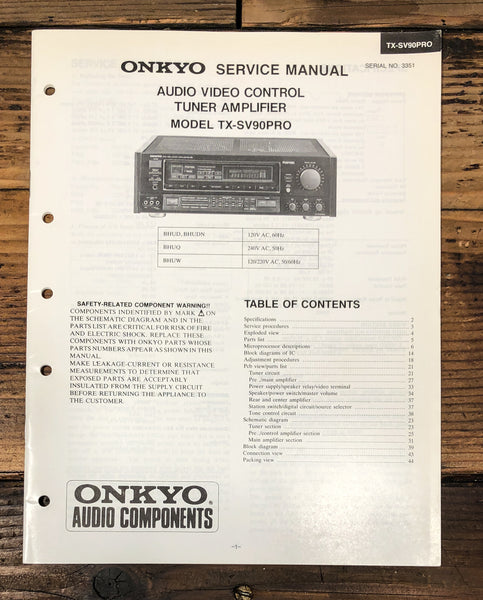 Onkyo TX-SV90PRO Receiver Service Manual *Original*