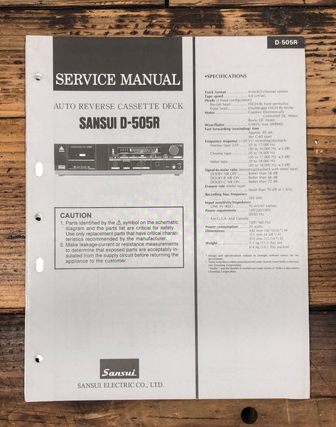 Sansui D-505R Cassette  Service Manual *Original*