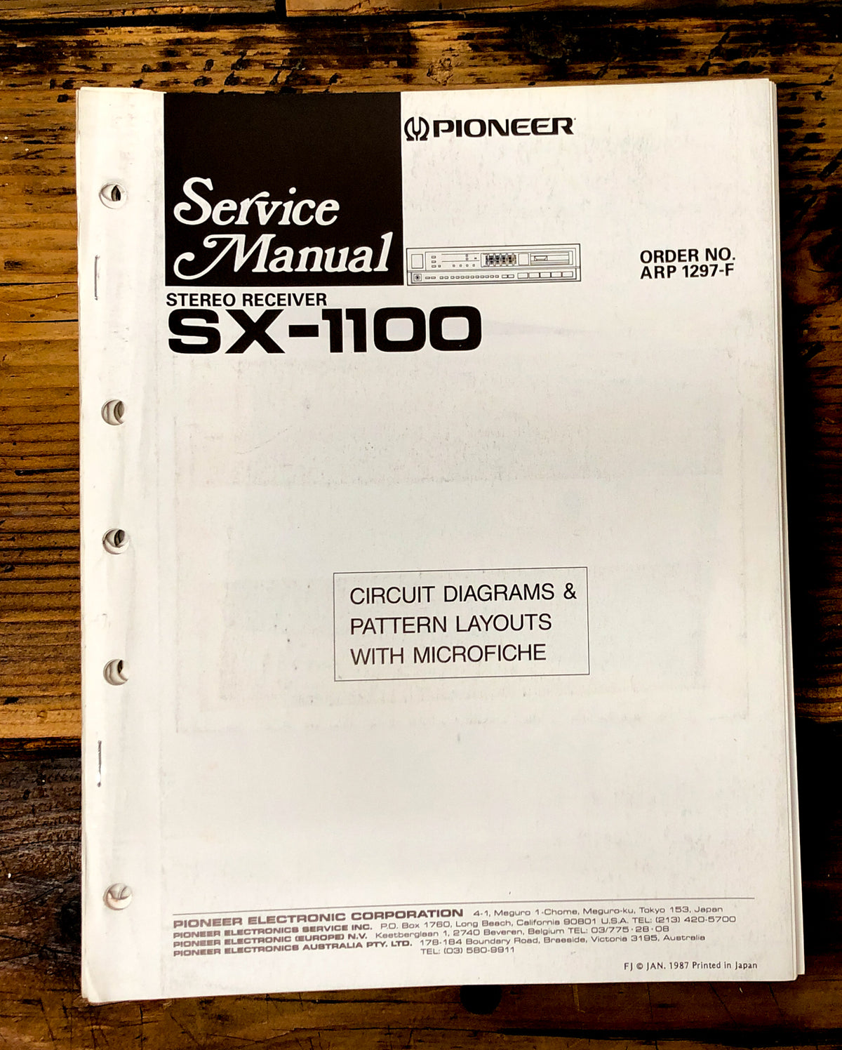 Pioneer SX-1100 Receiver Service Manual *Original*