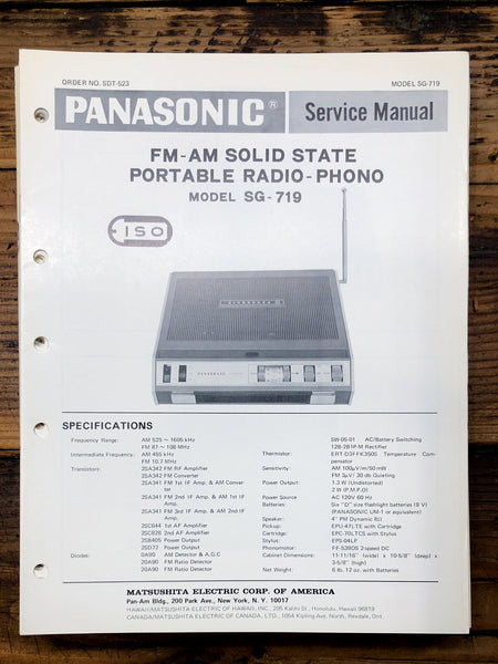 Technics SG-719 Record Player / Turntable  Service Manual *Original*