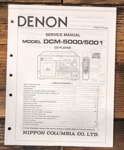 Denon DCM-5000 DCM-5001 CD Player  Service Manual *Original*