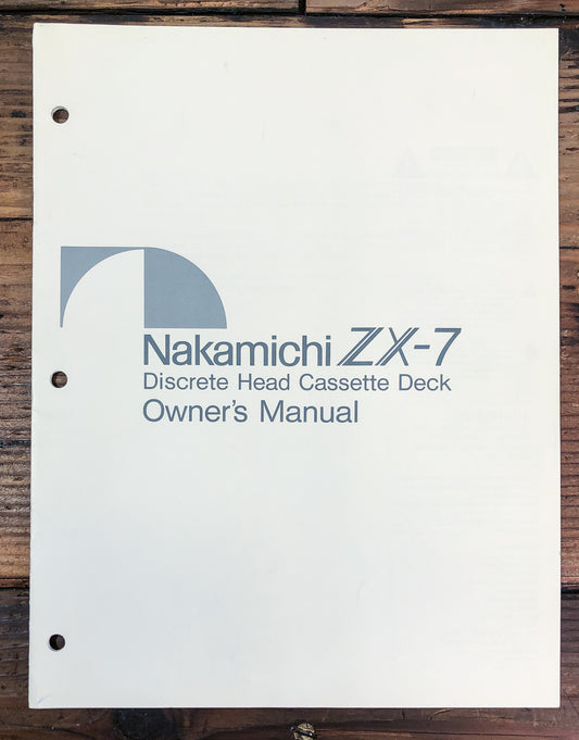 Nakamichi ZX-7 Cassette Service Manual *Original*