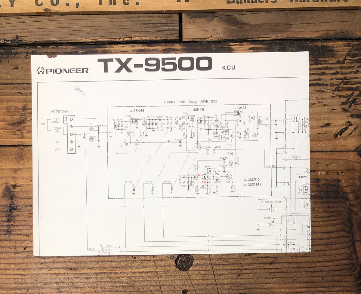 Pioneer TX-9500 Tuner  Fold Out Schematic *Original*