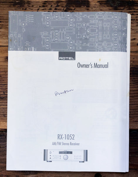 Rotel RX-1052 Receiver  Owner / User Manual *Original*