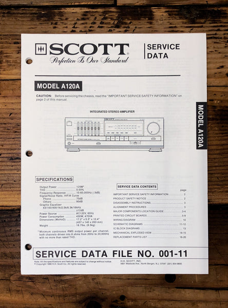 Scott Model A120A Amplifier  Service Manual *Original*