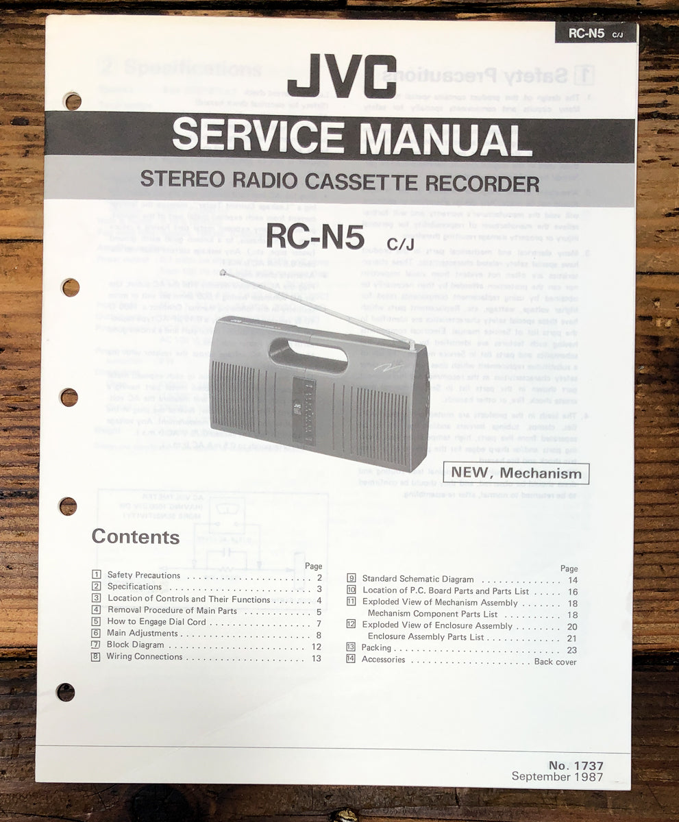 JVC RC-N5 Radio Cassette Service Manual *Original*