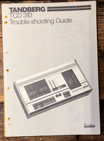 Tandberg TCD-310 Cassette Trouble-shooting Guide Service Manual *Original*