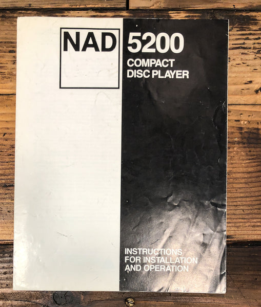 NAD Model 5200 CD Player Service Manual *Original*