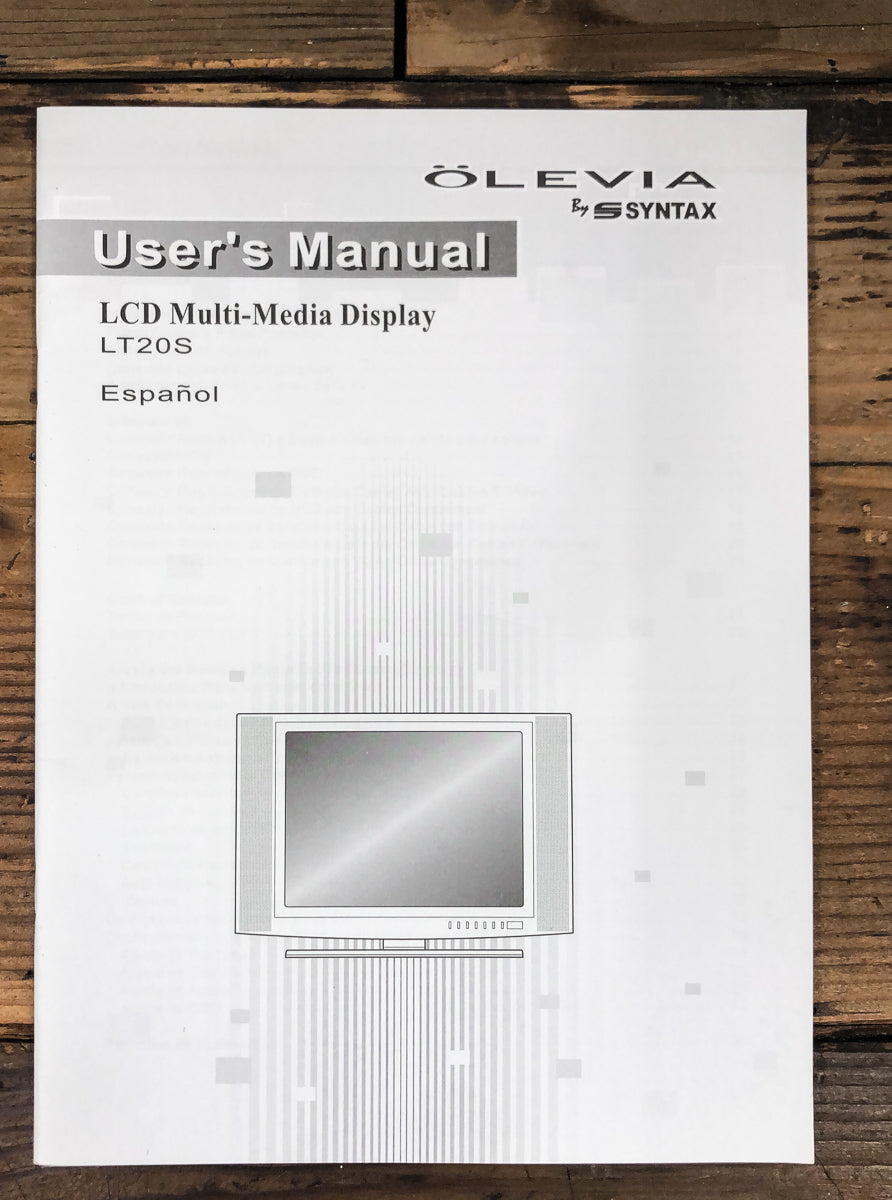 Olevia LT20S Display Owners / User Manual *Original*