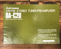 Mitsubishi DA-C20 Tuner / Preamplifier Owners / User Manual *Original*