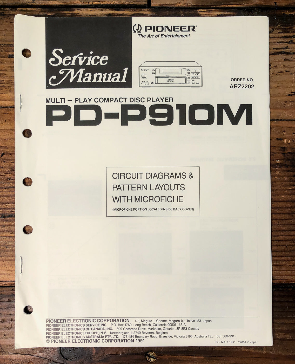 Pioneer PD-P910M CD Player Service Manual *Original*