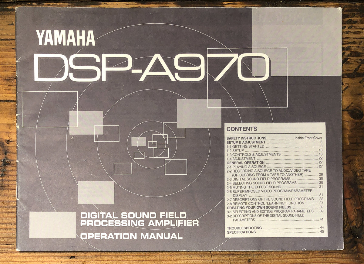 Yamaha DSP-A970 DSP Processor Owners / User Manual *Original*