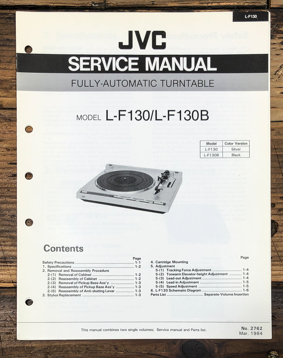 JVC L-F130 L-F130B Record Player / Turntable Service Manual *Original*