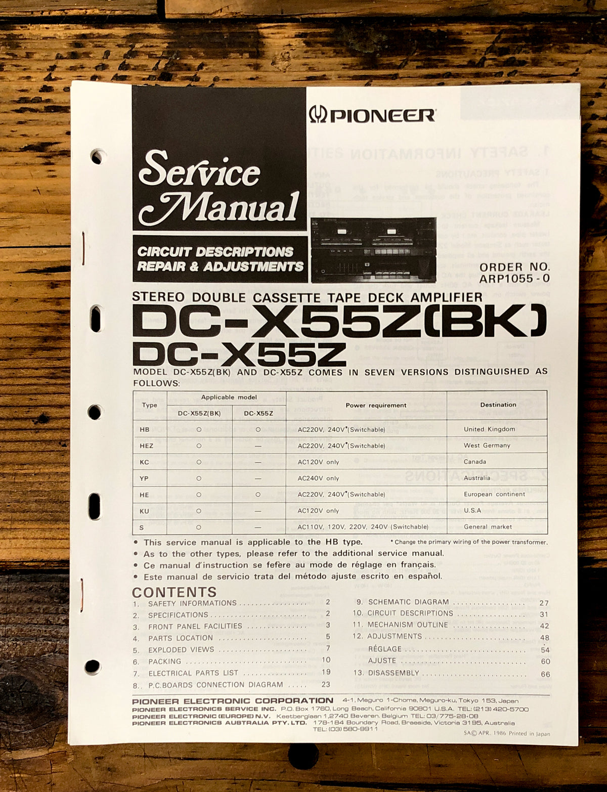 Pioneer DC-X303Z Stereo  Service Manual *Original*