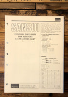 Sansui Common Parts List for Resistors Capacitors   Service Manual *Original*