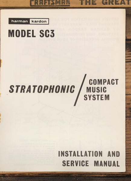 Harman Kardon Model SC3 Stratophonic Stereo  Owner &  Service Manual *Original*